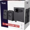 Set Altoparlanti 2.1 Subwoofer, Trust Avora, Potenza di 18W di Picco e 9W RMS, Nero